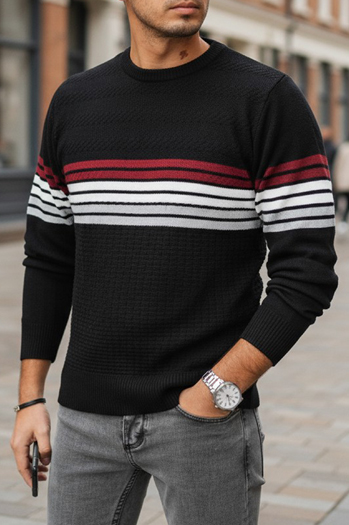 Moški črtasti pulover črne barve Dstreet WX2322
