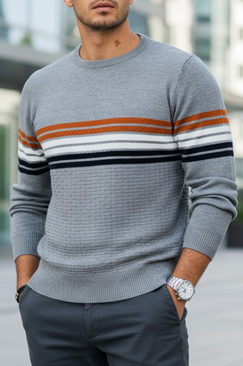 Moški črtast siv pulover Dstreet WX2324