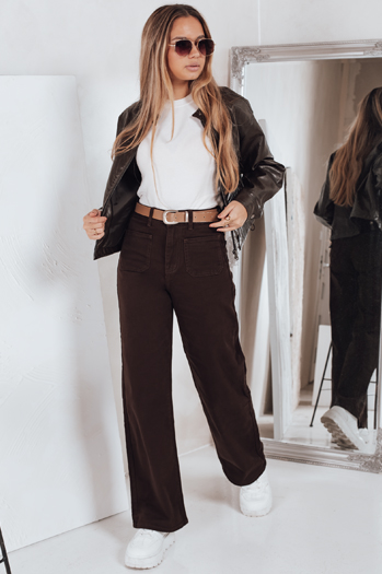 Kavbojke s širokimi nogavicami rjave barve Dstreet UY2842