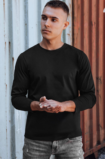 Moška črna majica z dolgimi rokavi Dstreet LX0577