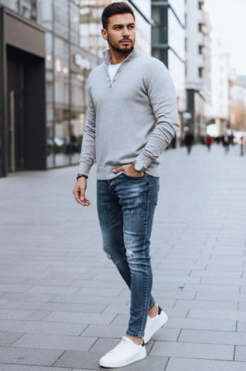 Moški pulover v mornarsko modri barvi Dstreet WX1893