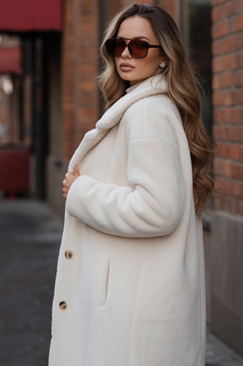 Ženski zimski plašč Teddy krzno dolga kremna Dstreet NY0750z