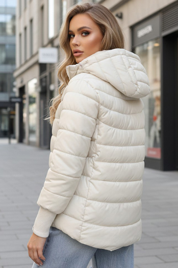 Ženska prešita jakna s kapuco bela Dstreet ty5355