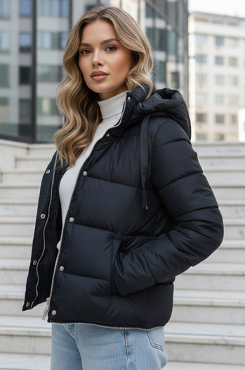 Ženska zimska dolga jakna mornarsko modra Dstreet TY5467