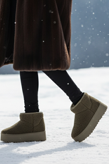 Ženski škornji iz blaga s krznom zeleni Dstreet ZY1254