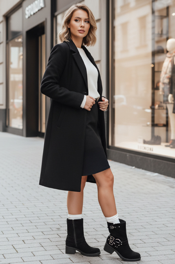 Ženski škornji iz semiša z zaponko črni Dstreet ZY1255