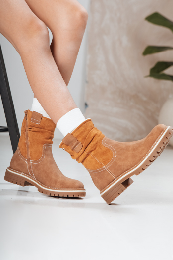 Ženski semiš kamelji škornji Dstreet ZY1278