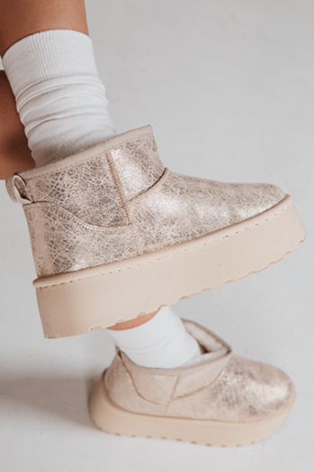 Ženski semiš snežni škornji beige Dstreet ZY1293