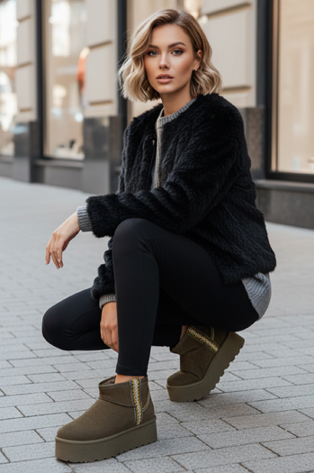 Ženski semiš zeleni snežni škornji Dstreet ZY1295