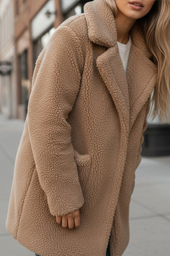 Ženski zimski plašč Teddy krzno beige Dstreet NY0757z