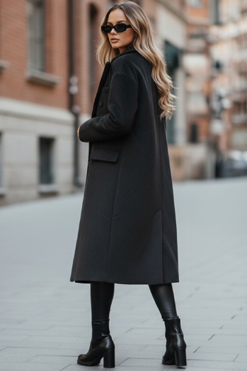 Ženski zimski plašč dolg oversize črn Dstreet NY0765z