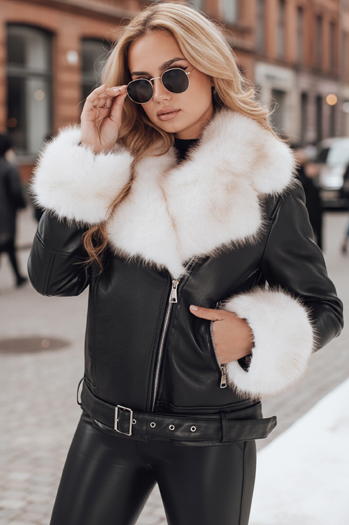 Ženska jakna ramones s krznom črna Dstreet TY5122z