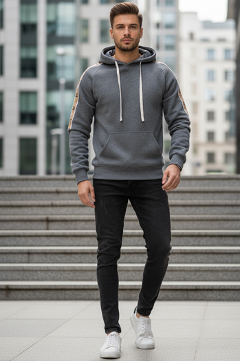 Moška siva jopa s kapuco Dstreet BX5945