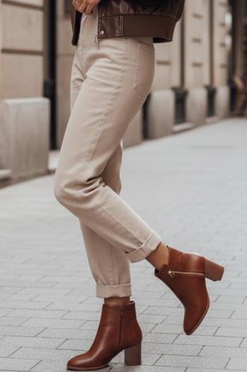 Ženski kamelji škornji s peto Dstreet ZY1317