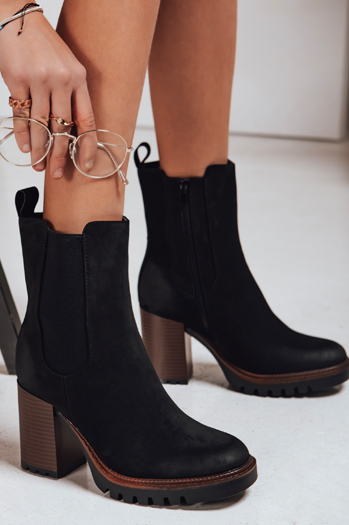 Ženski semiš škornji črni Dstreet ZY1319