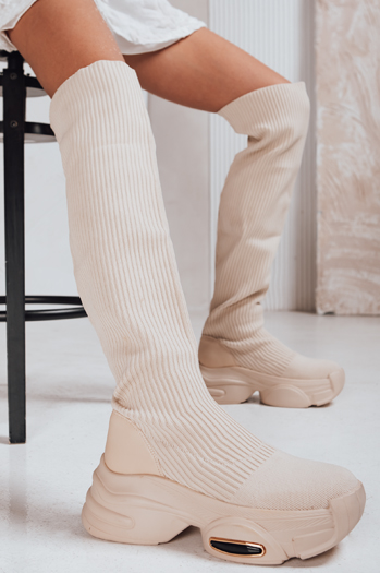 Ženski škornji z nogavicami beige Dstreet ZY1322