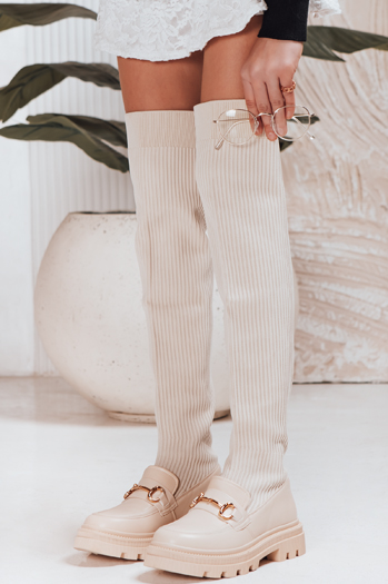 Ženski škornji z nogavicami beige Dstreet ZY1323