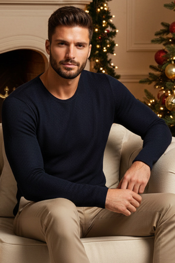 Moški pulover v mornarsko modri barvi WX2296z