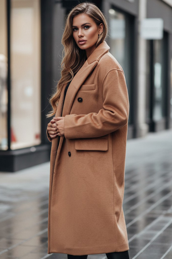 Ženski zimski plašč dolg prevelik kamelji Dstreet NY0766z