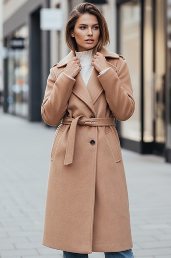 Ženski zimski plašč classic trench camel Dstreet NY0763z