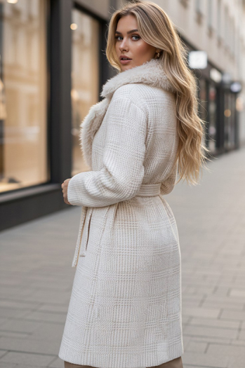 Ženski krznen plašč bež Dstreet TY5278z