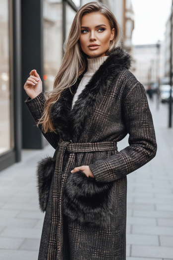 Ženski krznen plašč rjave barve Dstreet TY5229z