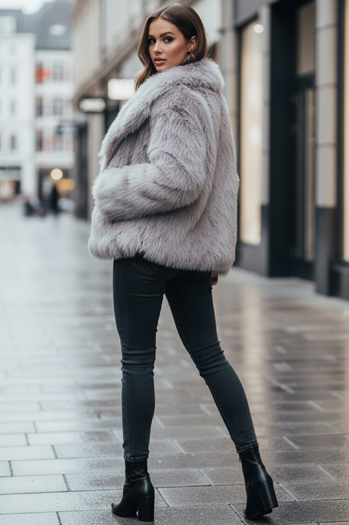 Kratek siv krznen plašč ZARAFIA Dstreet TY5116z