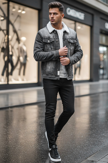 Moška jeans jakna črna Dstreet TX4230z