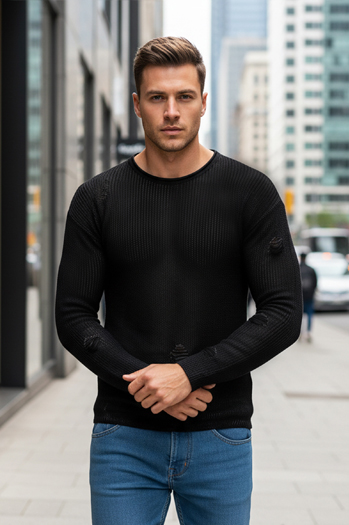 Moški črni pulover Dstreet WX2312z
