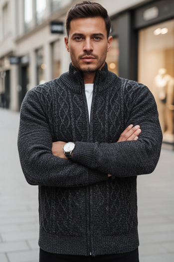 Moški pulover brez gumbov temno sive barve Dstreet WX2252z