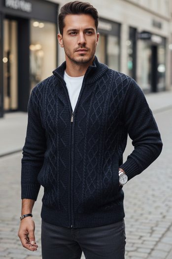 Moški pulover brez gumbov v mornarsko modri barvi Dstreet WX2250z