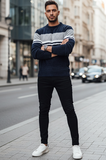 Moški pulover v mornarsko modri barvi Dstreet WX2244z