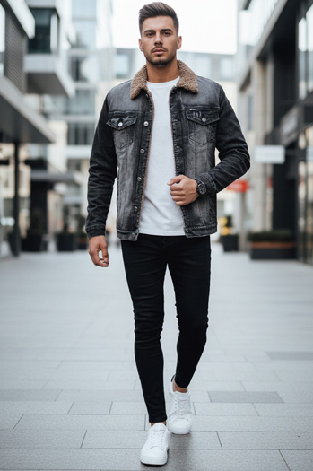 Moška izolirana jeans jakna črna Dstreet TX4725z