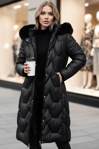 Ženska prešita dolga jakna WINTERACT black Dstreet TY4775z