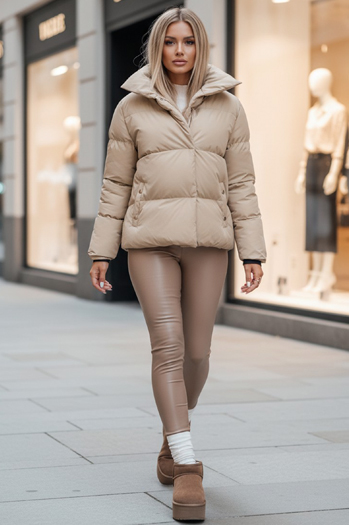 Ženska prešita zimska bunda LARO light beige Dstreet TY4703z