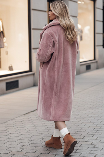 Ženski zimski plašč LUXERII dolg krznen plašč roza Dstreet TY4689z