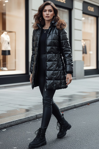 Kurtka damska czarna WINTERZIP z kapturem Dstreet TY4568z