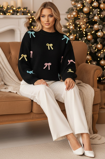 Ženski pulover TIELUSH ene velikosti v majhni koakrdki črni Dstreet MY2358z