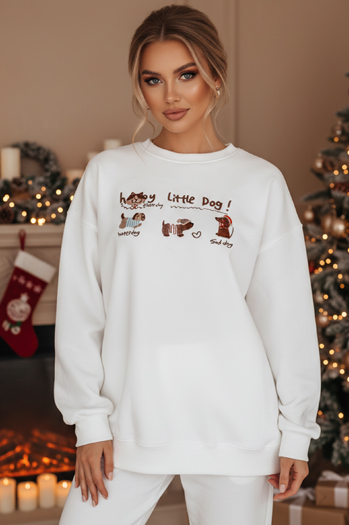 Ženska bluza prevelike velikosti z jazbečarji JAMNIKOVE bela Dstreet BY1498z