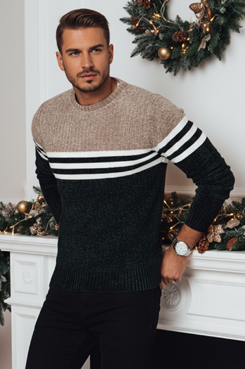 Moški črtast zelen pulover Dstreet WX2231z