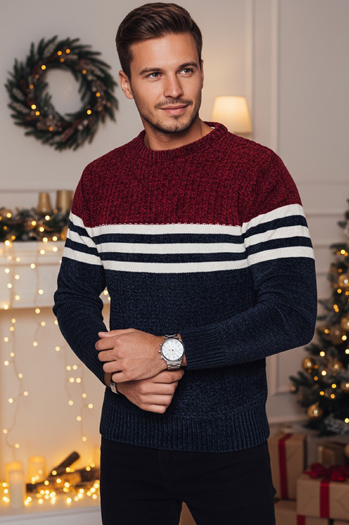 Moški črtast pulover v mornarsko modri barvi Dstreet WX2229z