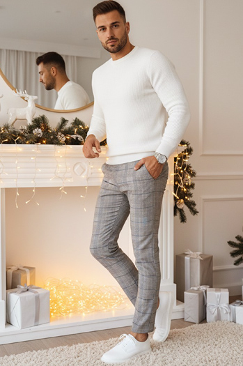 Moške svetlo sive hlače Dstreet UX4407z