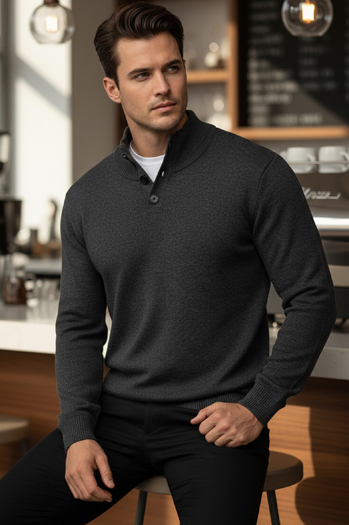 Moški pulover s pokončnim ovratnikom grafitne barve Dstreet WX2355