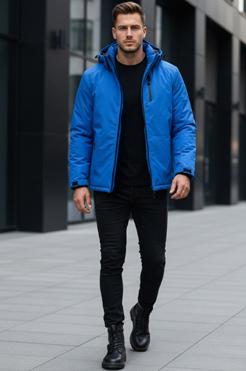 Moška zimska jakna s kapuco modra Dstreet TX5120