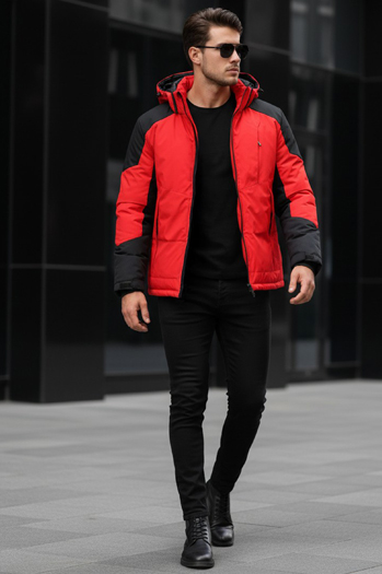 Moška zimska jakna s kapuco rdeča Dstreet TX5121