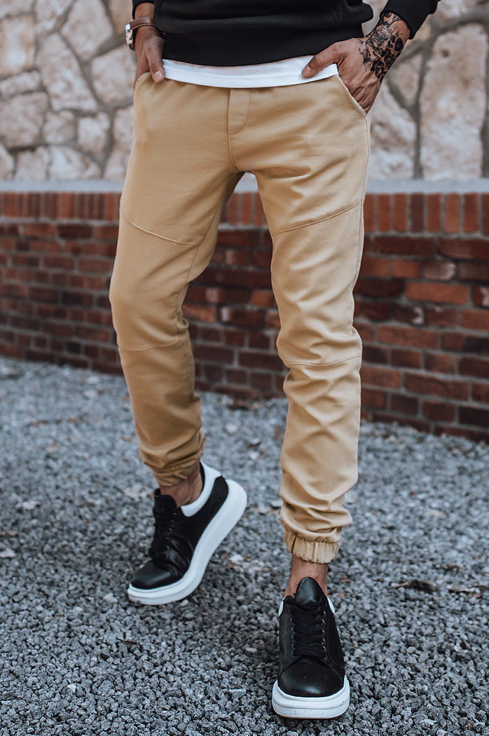 Moške jogger hlače Barva kamela DSTREET UX3301