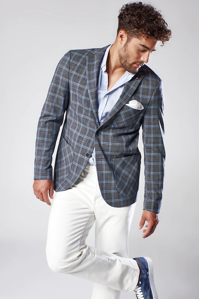 Moški karirasti blazer črna Dstreet MX0563