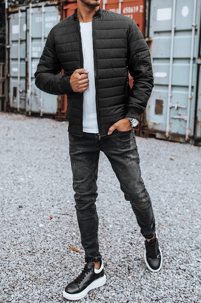 Moška prešita jakna bomber black Dstreet TX2213z