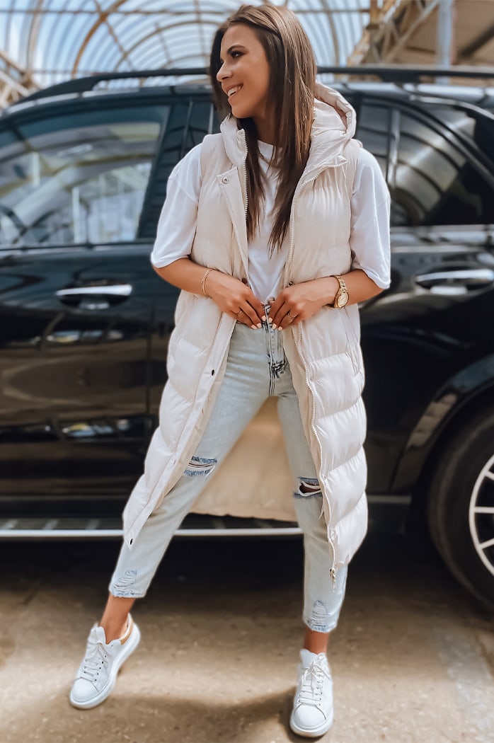 Ženski prešit telovnik ELLA Barva Bež DSTREET TY3033