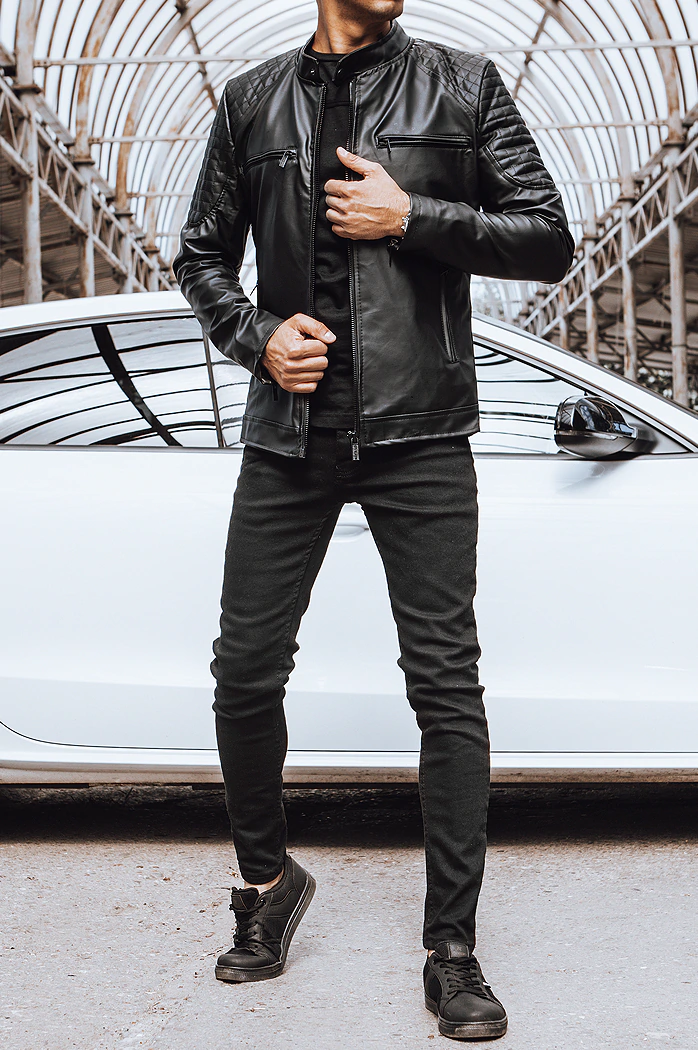 Moška usnjena jakna črna Dstreet TX4228